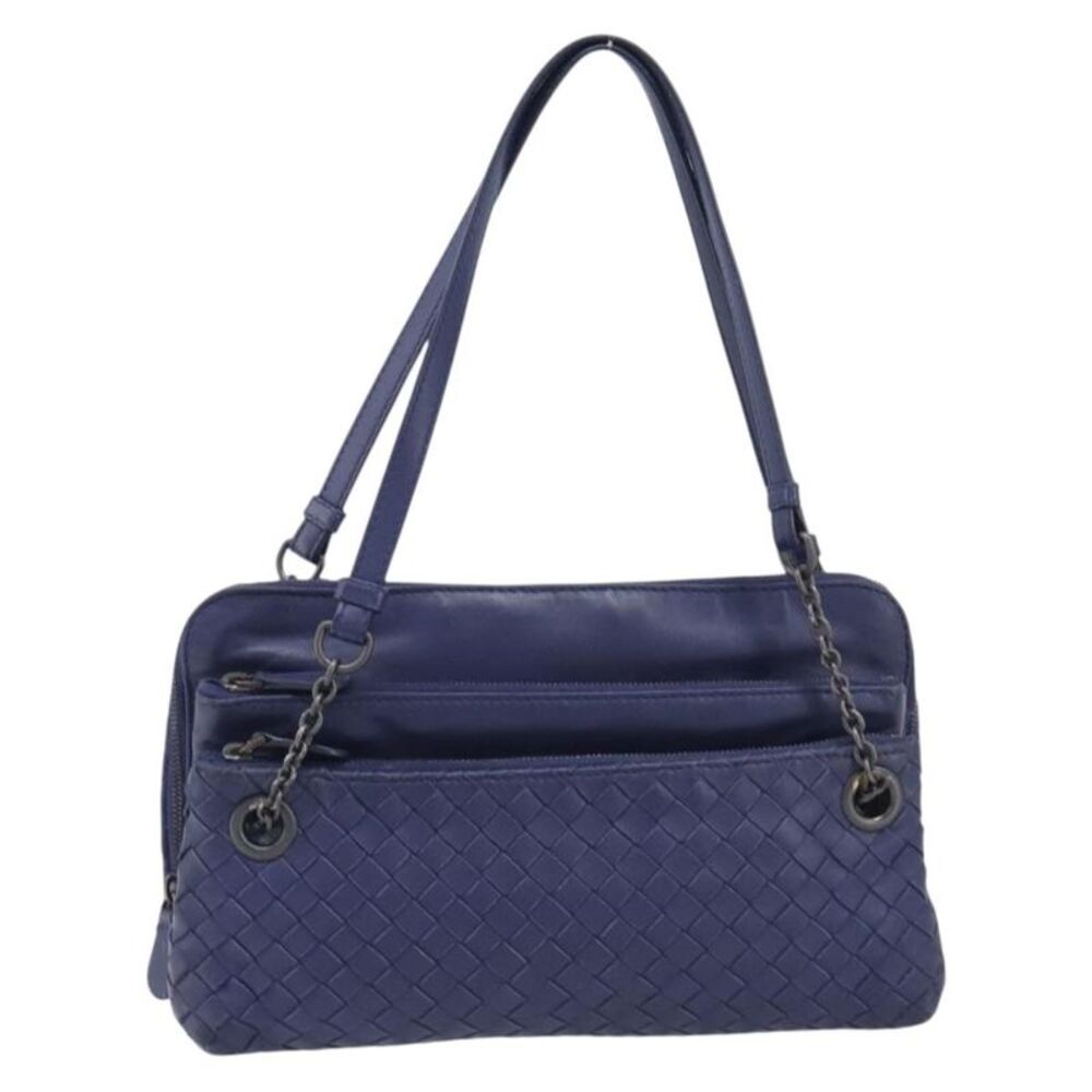 Bottega Veneta Compartment Chain Intrecciato Nappa Blue Leather Shoulder Bag Bag